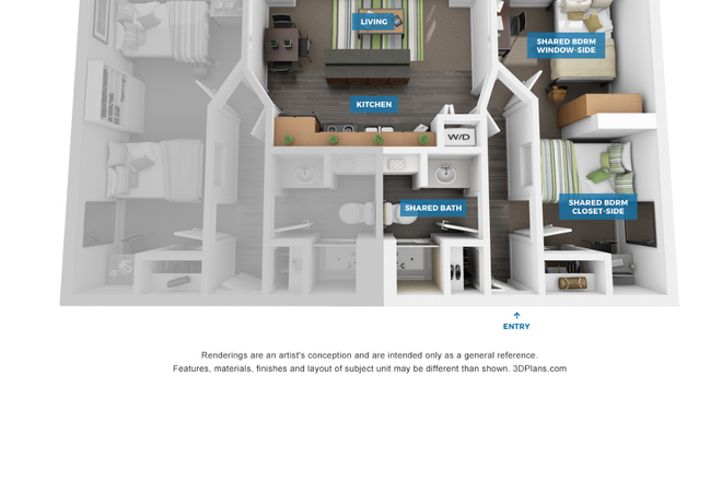 Floor place of space and which side you will be living on - Sterling university peaks apartments