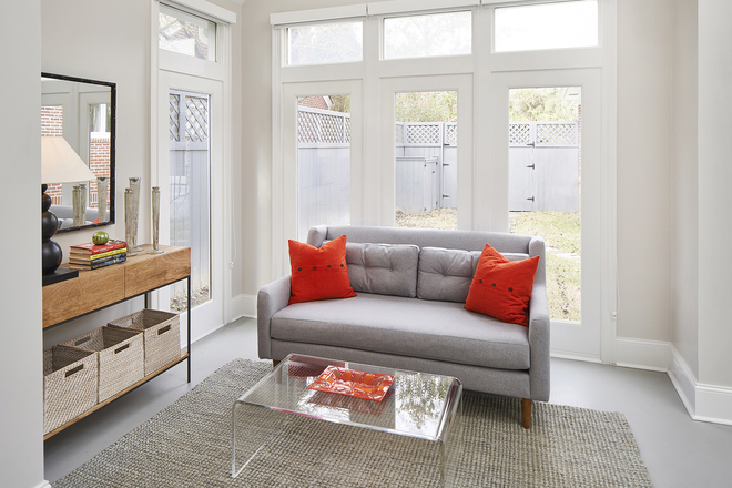 living room - Carriage House close to hospital off street parking private outdoor patio