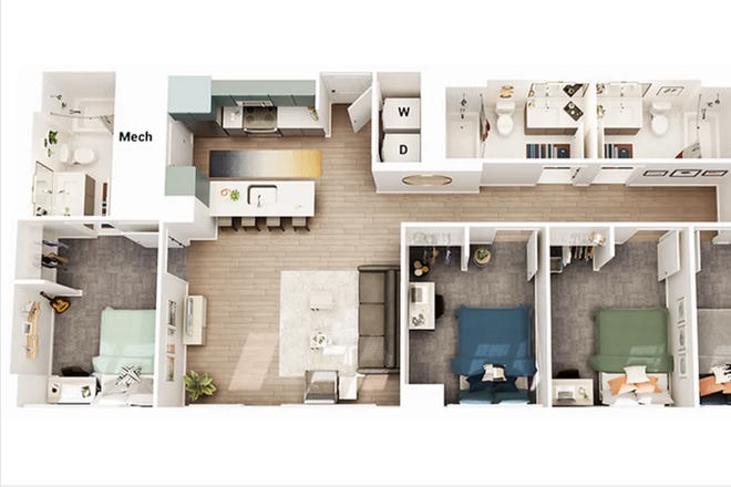 Above view of the full apartment - Union on Knox Apartments