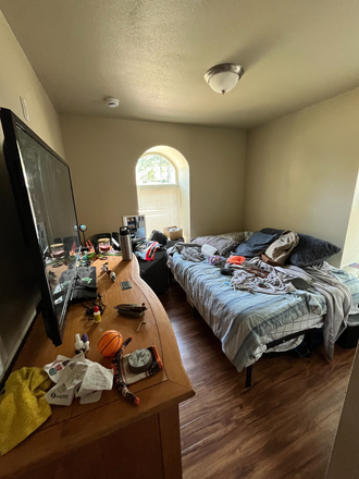 Bedroom with all my furniture moved in. - Oak House Apartments Unit 22