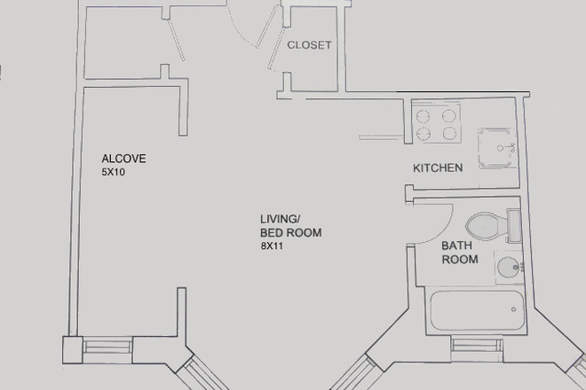 Floor Plan - NO FEE - Studio Apartment on Huntington Ave. for September 1st - GRAD STUDENT
