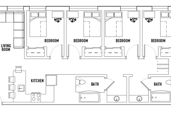 Floorplan - bedroom for rent is farthest from kitchen - Single in Lightview - 17th floor - incredible view Apartments