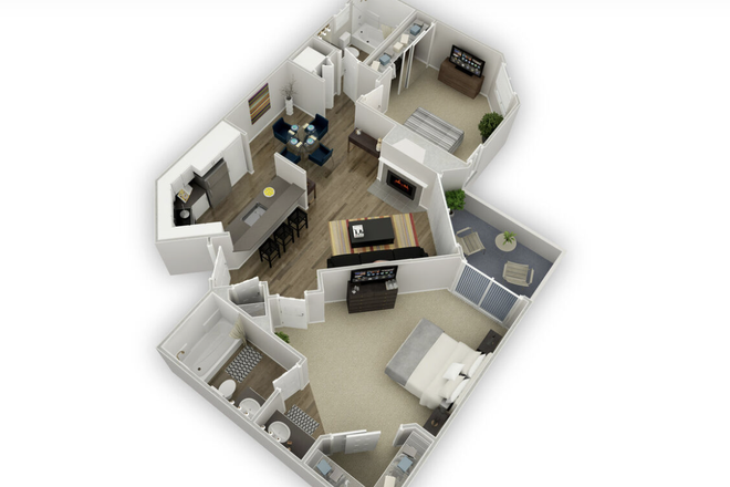 The available room is the one at the top of the floorpan - Axiom Apartments