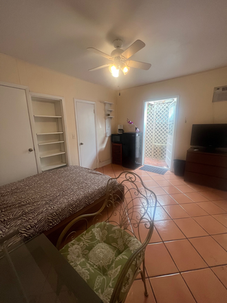 studio bedroom, showing entance - Fully Furnished! All Included! 1 mile to campus. Available 5/17/25.