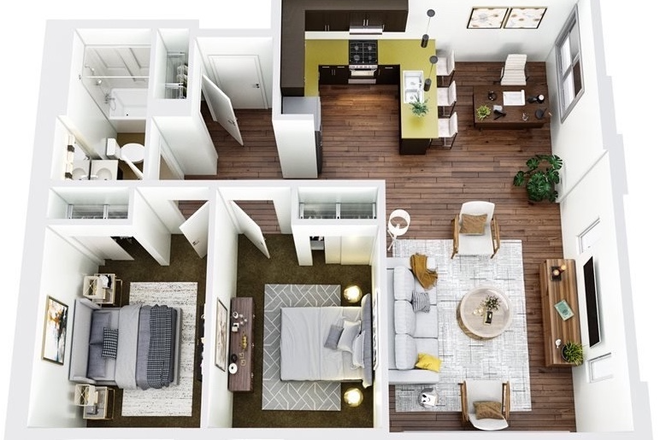 Floorplan of entire apartment. - Dorm style half room for rent on Pearl Street. Rental