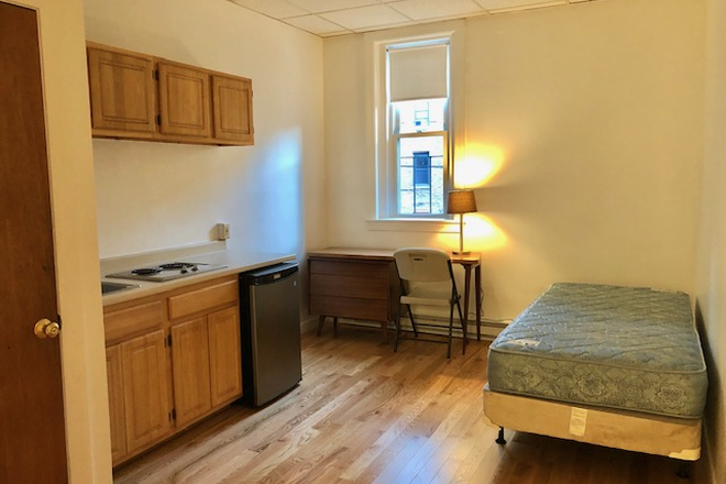 Visit hubrealtyproperties.com - Large studio on BU South Campus with new hardwood floors and freshly painted, walk to class