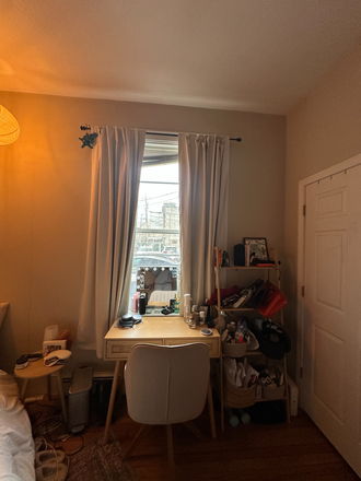 Bedroom desk, storage and closet spaces - Private, Fully Furnished Bedroom in shared apt, Private bath, Steps from BU
