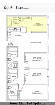 Unit floorplan - K14 apartment sublease close to campus!