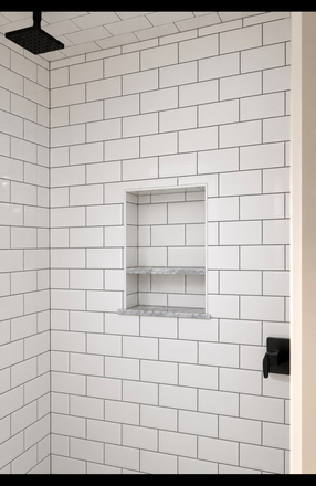 Custom tile shower and double vanity - Brand new 4 bed 2 bath in Landmark downtown building Apartments