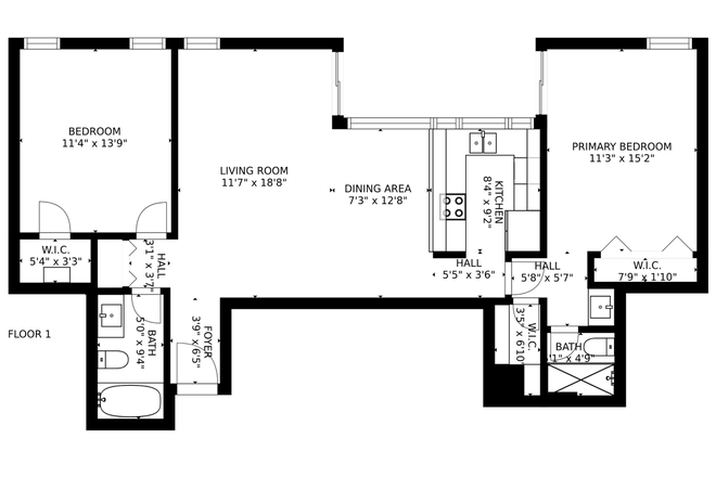 Floorplan of the apartment, the bedroom on the left is available for lease starting next year. - San Marco North Condominiums