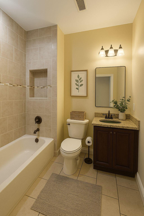 Bathroom, with tube - Just a 3-minute walk from Temple University’s Art Building Townhome