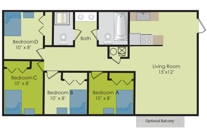 Floor Plan - 4BR/2BA - 214 Marsteller West Lafayette