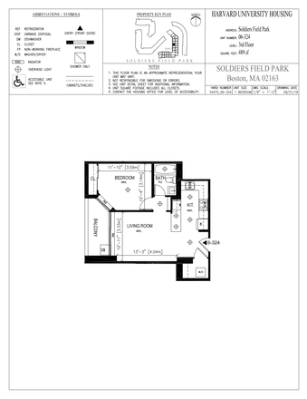Floorplan - Soldiers Field Park - 1 Bedroom Apartment - Sublet (Harvard Affiliates Only)