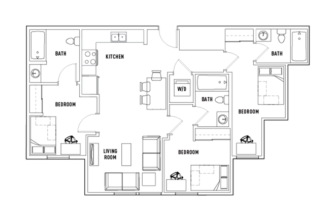 3 Bed - 3 Bath B - 1200 W Marshall Apartments