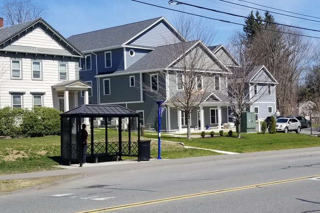 Route 30 Bus Stop in front of Center East Commons - Center East Commons 462 Main St. AT BUS STOP Apartments