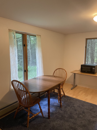 Eating area - Private, heated, furnished 1 Bdrm apartment, 4 m from Amherst Center.  Best for 1 person