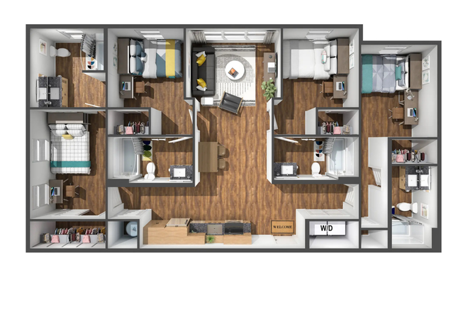 Unit floor plan - The Marshall on 3rd Apartments