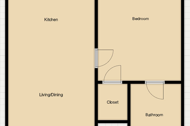 Unit floorplan (not perfectly to scale) - Charming West Berkeley 1 bed/1 bath