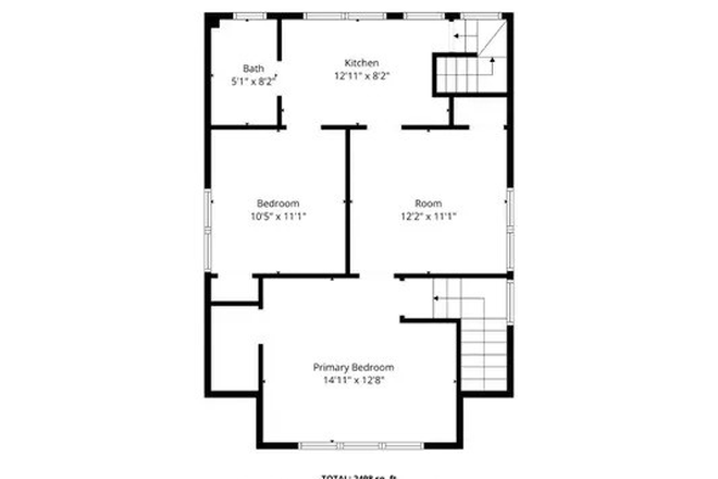 Floorplan - 2 bedroom, 1 bath unit near campus