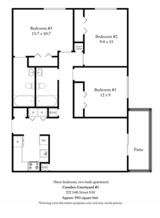 Floor Plan - Camden Courtyard Apartments