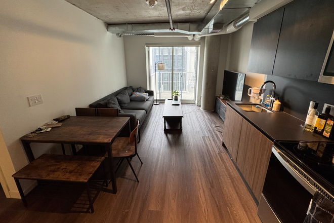 Living + Kitchen - 1 Furnished Room in 2-Bed Apt in Mirvish Village - Laundry, Dishwash, Balcony, Modern, Nice Location