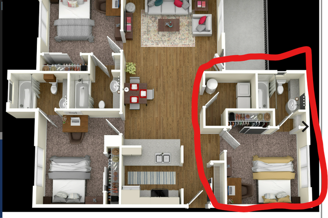 Plan view of room in the apartment - Low price/Summer sublet 1 bed, 1 bath