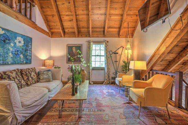 Living room with fireplace - Furnished or unfurnished 2BR apt for PU affiliate only-Pretty Brook Rd-Princeton