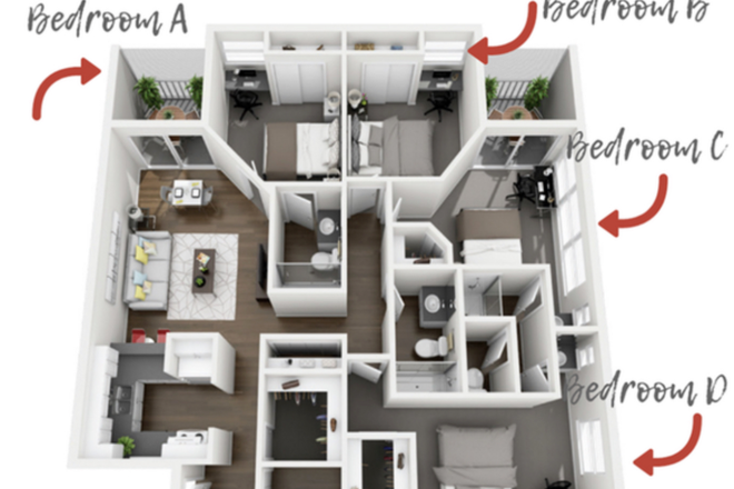 Floorplan - Subleasing Room at On50 for the Spring Semester!! Apartments