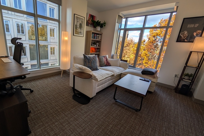 Living room can serve as a second bedroom. - Huge apartment near Harvard Square with great natural light for families or two roommates