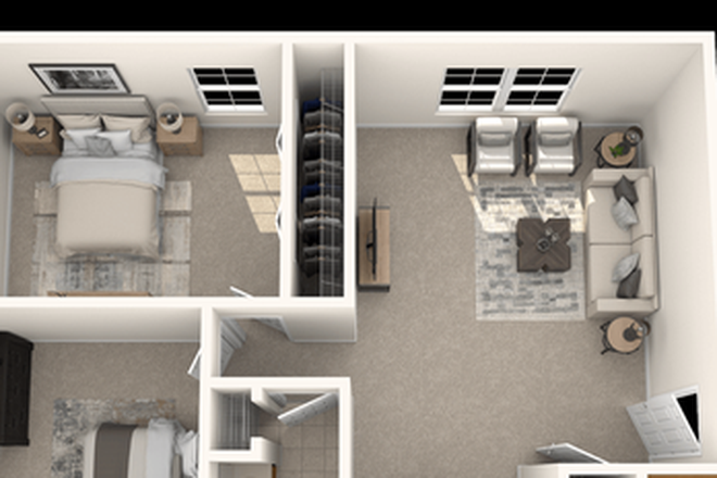 two bedroom, shared bath, both rooms have massive closets - The Boulders Apartments