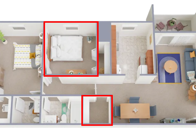 Floorplan showing bedroom and closet available for rent - Foxridge Apartment Homes