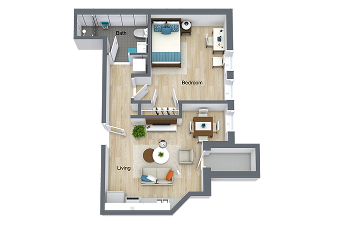 1x1B - Courtyard Lofts