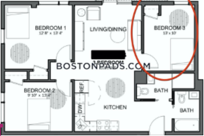 Layout of the unit - Jamaica Plain Apartment