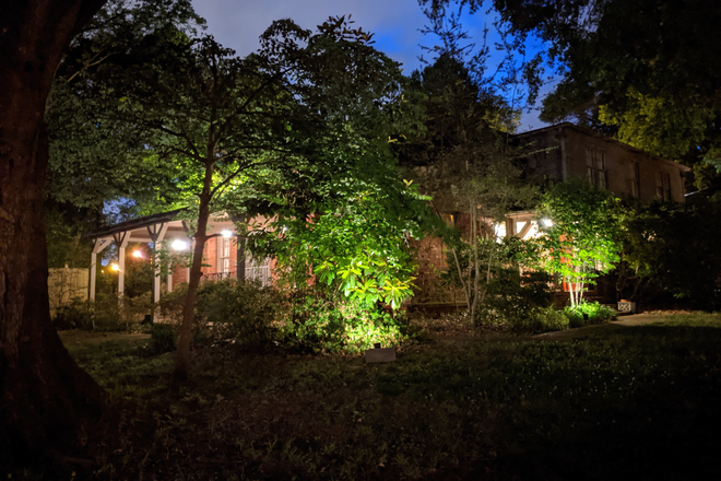 Attractive Landscape Lighting - All solar lights ( Lights up the property w no additional cost ) - Great House for Rent in Best Neighborhood - Very Safe/14 min.from UT & 1 block from Greenline