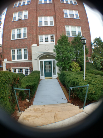 front entrance of building - panorama of Boston Condo