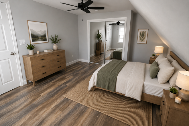 Bedroom 2 (Virtually Staged) - Spacious 3BR/2BA + Bonus Room in Little Italy - Near CWRU & University Circle Duplex