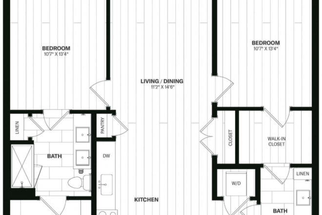 The room is on the right side. The washroom is accessible from both the doors and will be only used by you and your other roommate. - Shared room in Aster Apartments, 10 min walk to the campus