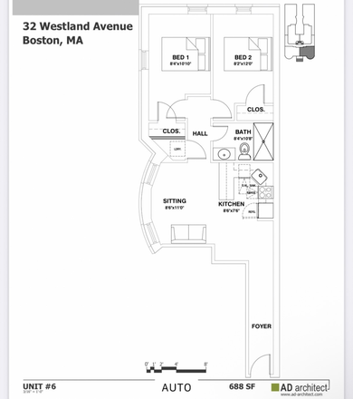 Floorplan - Newly Renovated Apartment on Westland Avenue, IN UNIT Laundry and >10 min walk from NEU