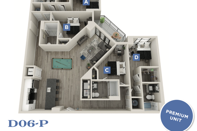 Floorplan (Subletting Unit A) - The Standard College Park Apartments