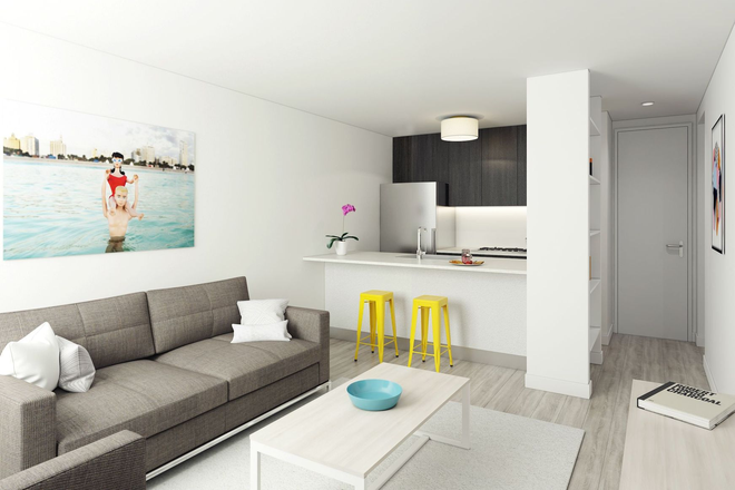 Common Area: Living Room + Kitchen - The Wynwood 3x2 Apartments