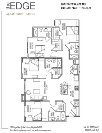 apartment layout/floor plan - The Edge Apartments and Townhomes