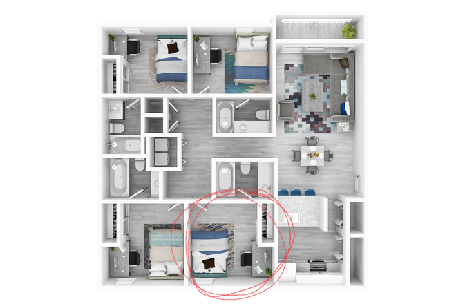 The room that's circled is the advertised room - Apartment