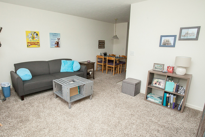 Living Room and Dining Area - Dogwood Commons-Large 1 BR Apts, Great Location, Available August 25th.  AC, all appliances