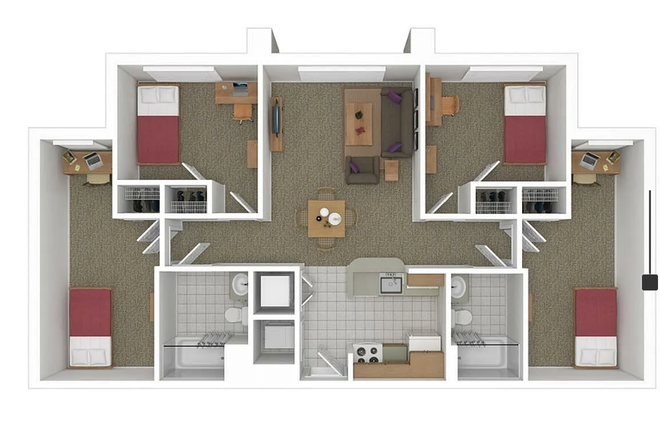 Apartment Layout - South Campus Commons 3 Apartments