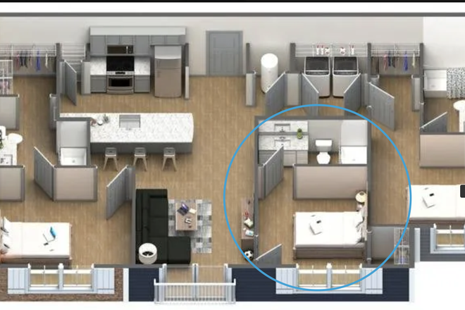 Bedroom is circled - Bellamy Apartments