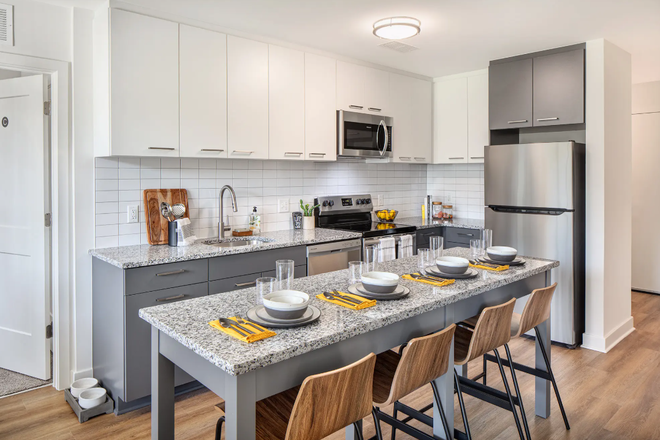 Model Kitchen appliances - Tempo College Park Apartment, 1 bedroom , 1 bath full unit,  walk to campus, Premium River view