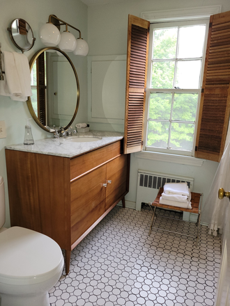 Master bedroom bathroom - Furnished 1860s Farmhouse — Walk to Princeton Campus, 2.25 Private Acres