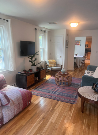Living room - Two bedroom duplex with furnished basement in North Cambridge Duplex