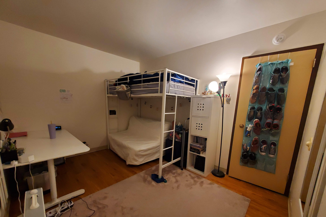 Available Bedroom with lofted twin bed and futon couch (full size bed) - Furnished Bedroom in Smiley Court Apartments