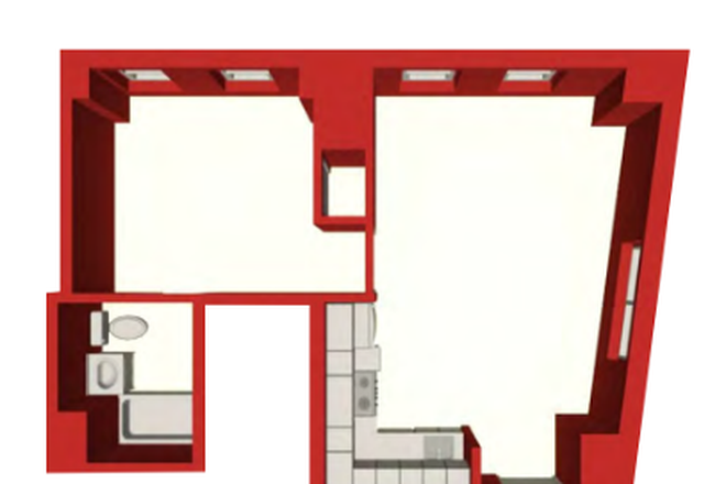 Floorplan - Entire apartment One Western Ave - 1b1ba